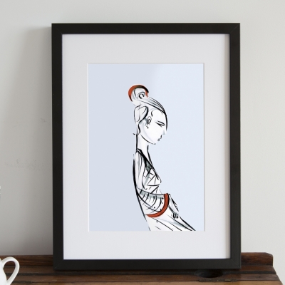 Geisha Print  A4 size ,Art Geisha Poster , Japan art, geisha print, brush painting, brush art, illustration print, Asian Home Decor
